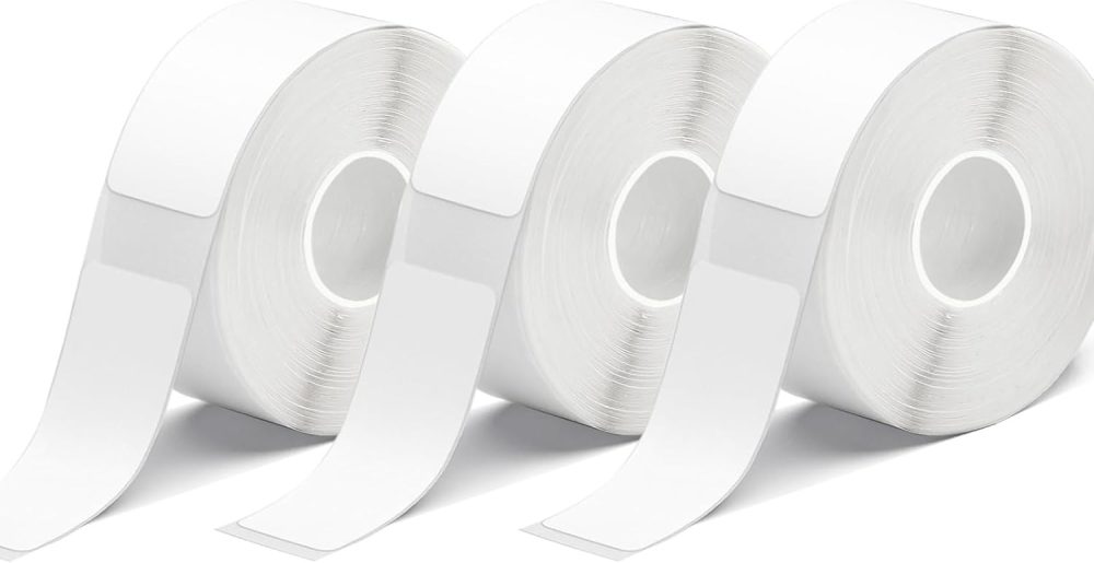 White D30 Label Tape 12mm×40mm(0.47"x1.57"), D30 Label Maker Tape Self-Adhesive Label Tape for D30 Printer, 3 Rolls
