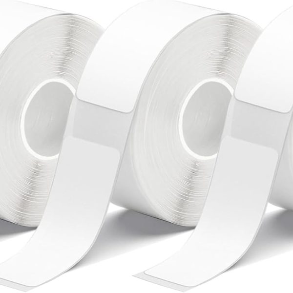 White D30 Label Tape 12mm×40mm(0.47"x1.57"), D30 Label Maker Tape Self-Adhesive Label Tape for D30 Printer, 3 Rolls