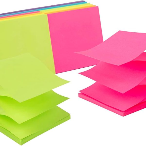 (12 Pack) Pop-up Sticky Notes 3x3 in,Bright Colors Super Sticking Power Memo Pads, 6 Colors, Strong Adhesive