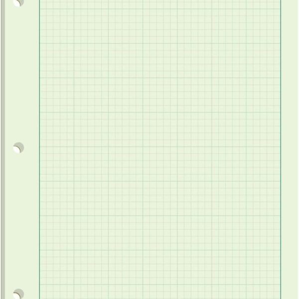 Engineering Computation Pad, 8-1/2" x 11", Glue Top, 5 x 5 Graph Rule on Back, Green Tint Paper, 3-Hole Punched, 100 Sheets (35500)