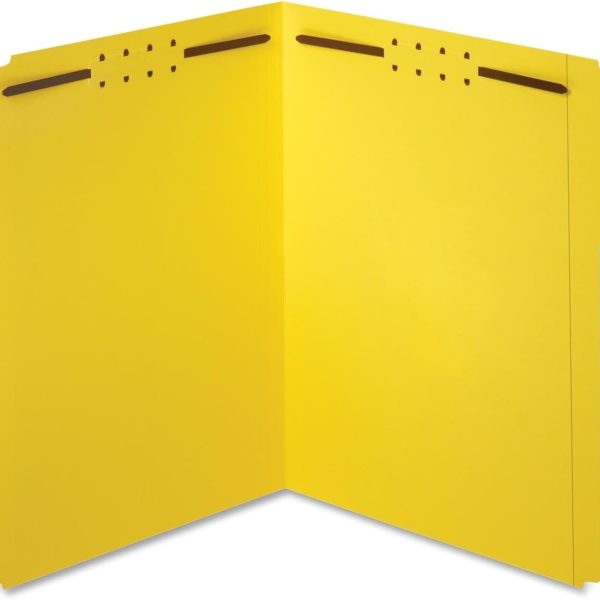 Fastener Folders, 1/3 Cut, Reinforced Tab, 2 Fasteners,  Size, Yellow, 50 Folders Per Box (22940)