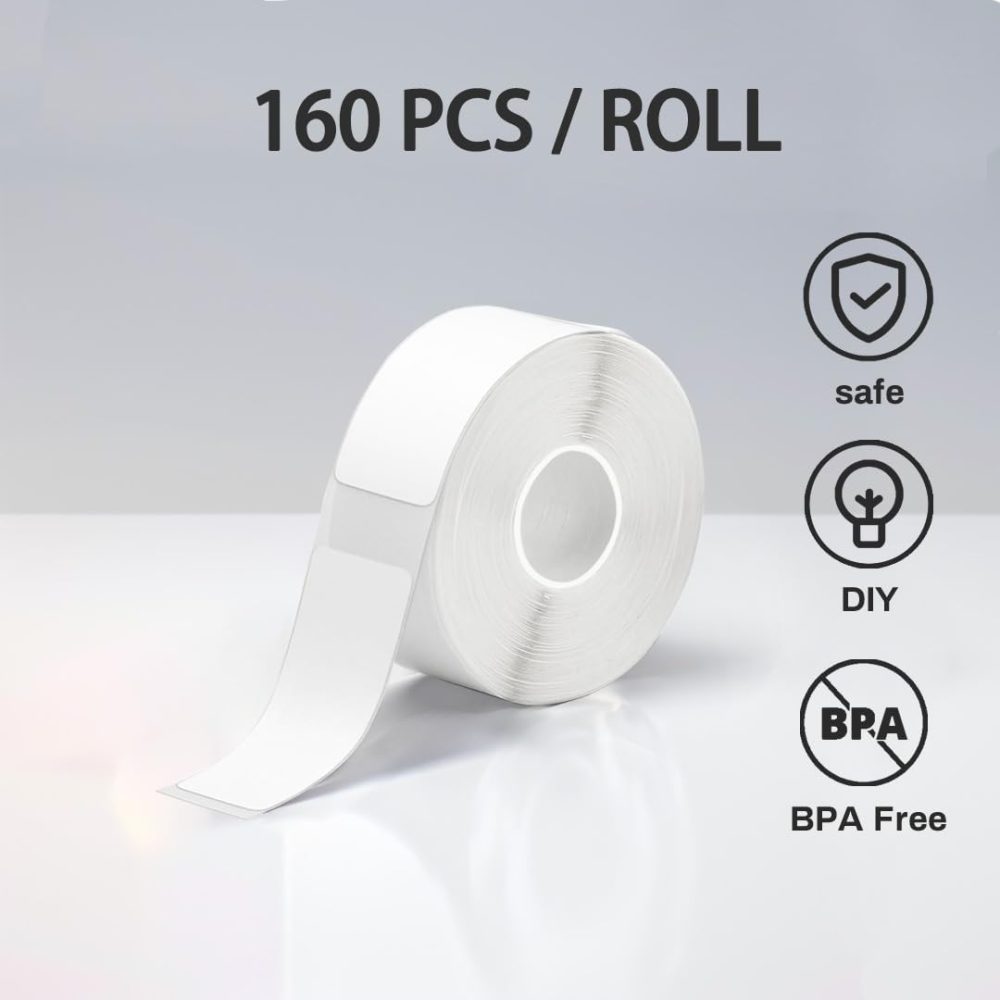 White D30 Label Tape 12mm×40mm(0.47"x1.57"), D30 Label Maker Tape Self-Adhesive Label Tape for D30 Printer, 3 Rolls - Image 2