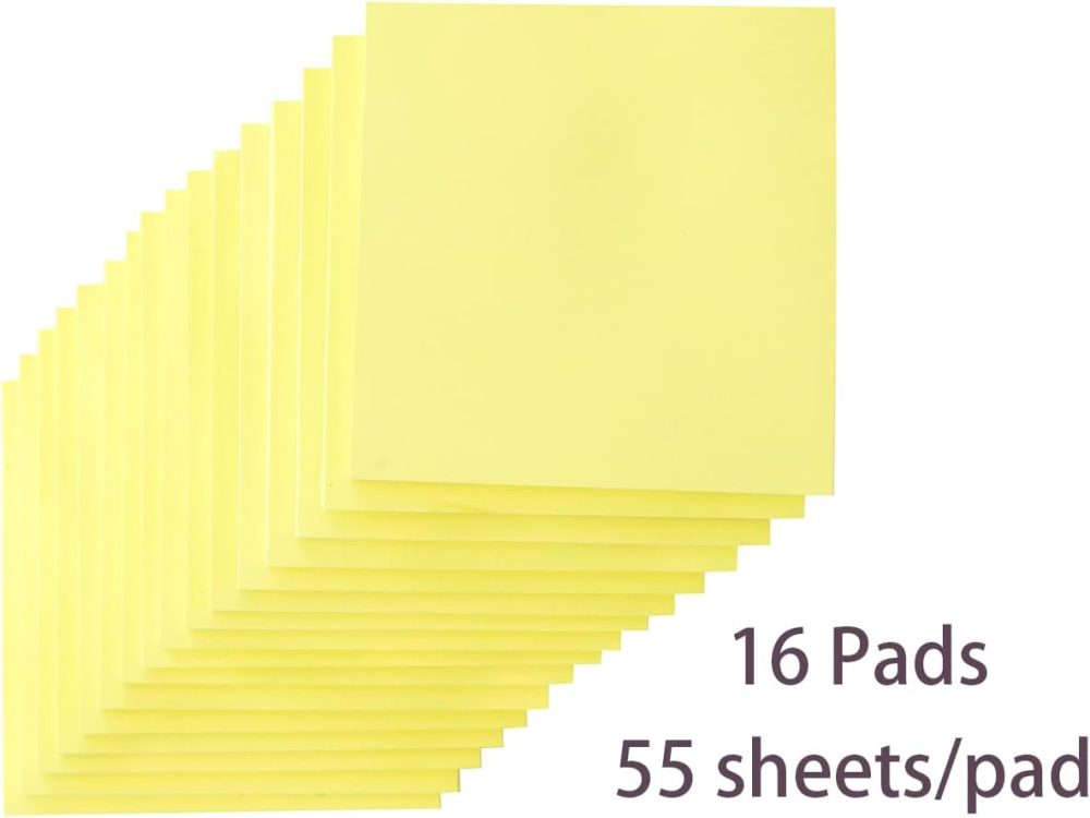(16 Pack) Sticky Notes 3x3, Canary Yellow, Sticky Pads, Recyclable, Self-Stick Pads, Easy to  for Home, Office, Notebook - Image 2