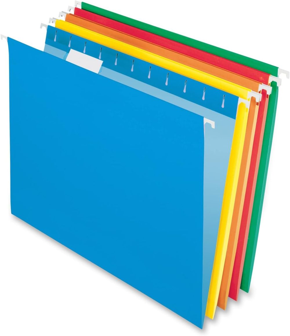 Hanging File Folders,  Size, Assorted Colors, 1/5-Cut Adjustable Tabs, 25 Per Box (81663)