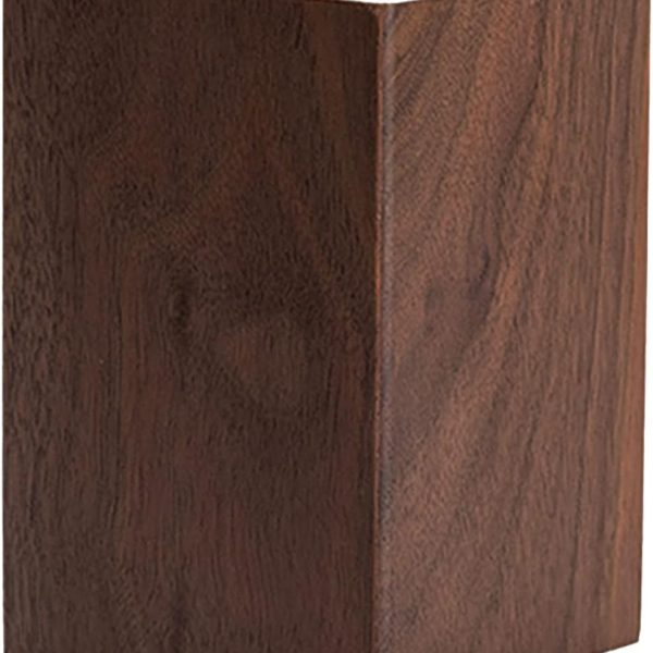 Black Walnut Wooden Pencil Box, Multiple-Use Desk Writing Stationary Organizer Wood Pen Holder Cups Office School Supplies Storage (Square Shape)