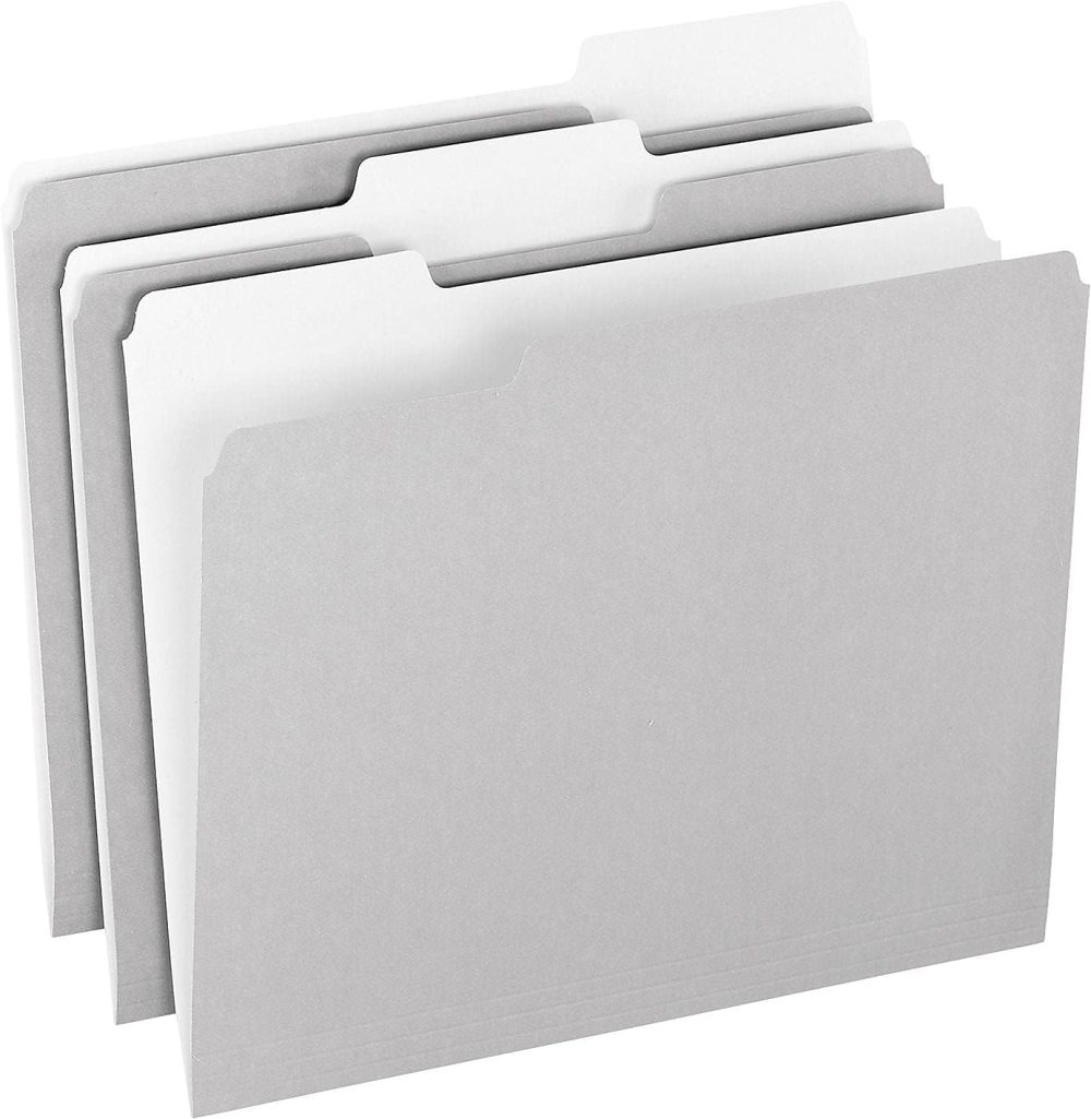 Two-Tone Color File Folders,  Size, 1/3 Cut, Gray, 100 Per box (152 1/3 GRA) - Image 2
