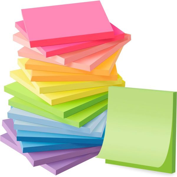 (16 Pack) Sticky Notes 3x3, Self-Stick Pads Bright Colors Sticky Note, Recyclable, Easy to  for Home, Office, Notebook