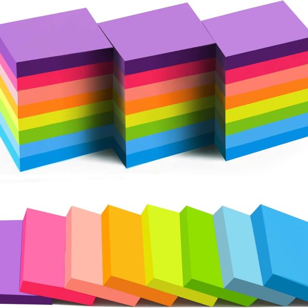 (24 Pads) Sticky Notes 1.5x2 in, 8 Colors  Self Sticky Notes Pad Its, Bright  Stickies Colorful Sticky Notes for Office, Home, School, Meeting, 75 Sheets/pad