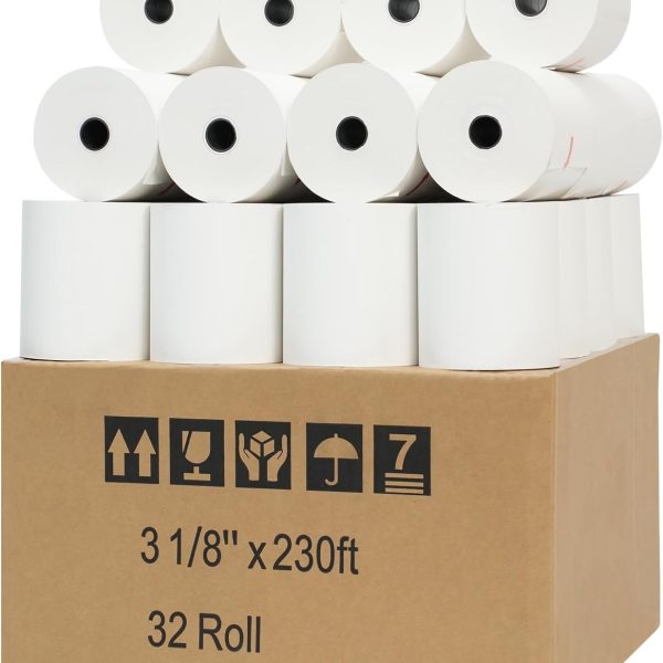 3 1/8" x 230' Premium A Grade POS Thermal Receipt Printer Paper (32Rolls/Case)