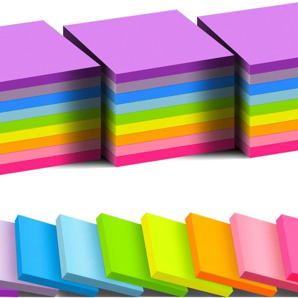 (36 Pack) Sticky Notes 3x3 in , 9 Bright Colors Self-Stick Note Pads it, Strong Adhesive, Easy to  for Home, Office, Notebook
