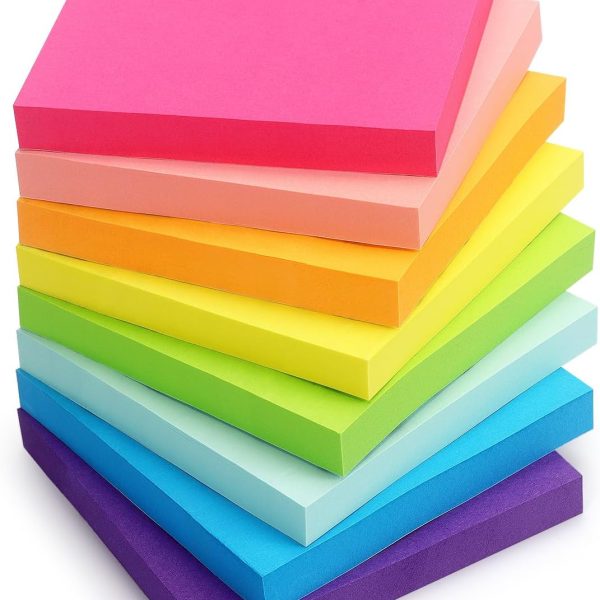 8 Pads Sticky Notes 3x3 Self-Stick Notes 8 Bright Multi Colors Purple Sticky Notes, 85 Sheet/Pad