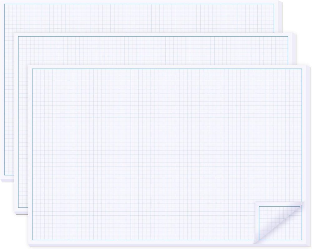 3 Pads 11X17 Inches Graph Paper, Large Grid Paper, Two Side Drafting Paper, Architect Graph Paper, Blueprint Paper(4 Squares Per Inch, 50 Sheets Each Pad)