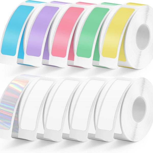 1600 Pcs D30 Label Tape 12mm×40mm(0.47"x1.57"), Colored D30 Label Maker Tape, Self-Adhesive Label Tape for D30 Printer, 10 Rolls