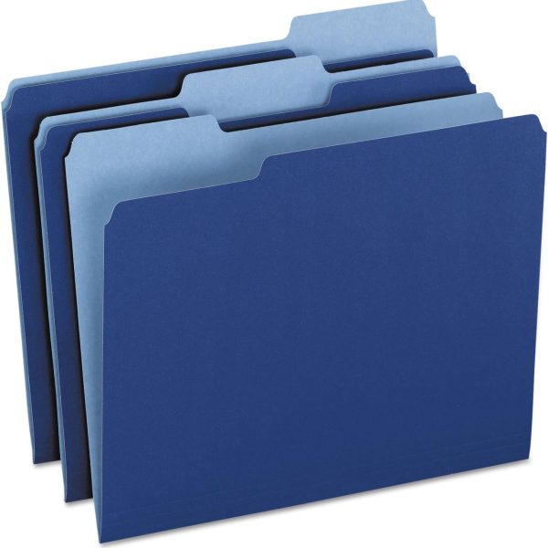 Two-Tone Color File Folders,  Size, 1/3 Cut, Navy, 100 Per box (152 1/3 NAV)