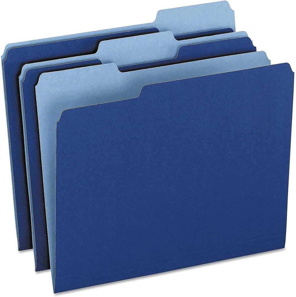 Two-Tone Color File Folders,  Size, 1/3 Cut, Navy, 100 Per box (152 1/3 NAV) - Image 2