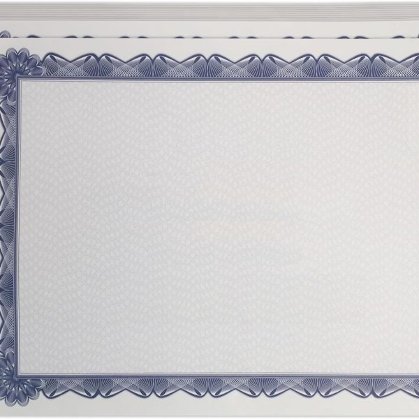 100 Sheet Diploma Certificate Paper, Blue Border, Letter Size Blank Paper, Specialty Award, Laser and Inkjet Printer Friendly, 8.5 x 11 Inches, 100 Count
