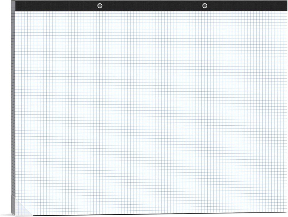 Large Engineering Graph Paper 22x17, 50 Sheets Extra Large Graph Paper 17 x 22 1/4 Grid Pad, 100 GSM Blueprint Drafting Paper 4x4 Grid Paper 22x17 with Sturdy Back for Engineer Math Sketching Drafts